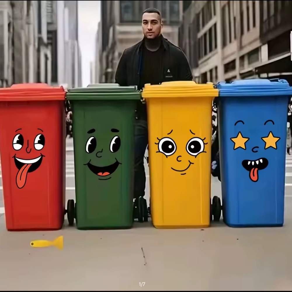Colorful Cartoon Trash Or Container Stickers - Picture 5 of 9